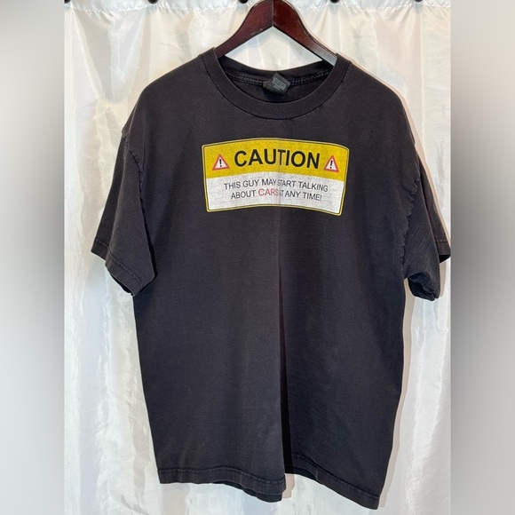 Hanes “Caution: May Start Talking About Cars” Graphic Tee - XL - Picture 2 of 7